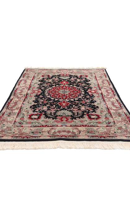 4 x 6 Vintage Black Chinese Tabriz Rug 79115