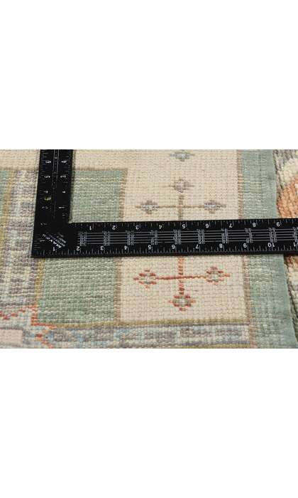 4 x 13 Modern Green Turkish Oushak Rug 53983