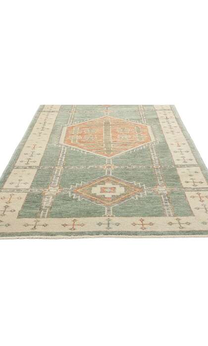 4 x 13 Modern Green Turkish Oushak Rug 53983