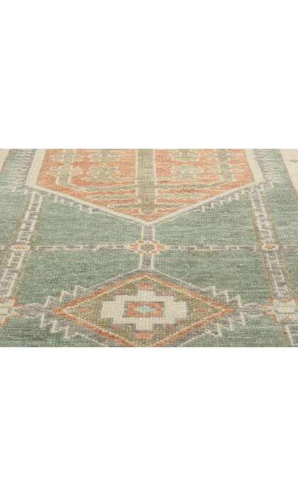 4 x 13 Modern Green Turkish Oushak Rug 53983