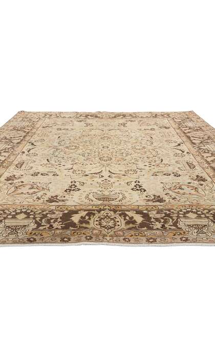 8 x 11 Distressed Antique Persian Vase Tabriz Rug 61358