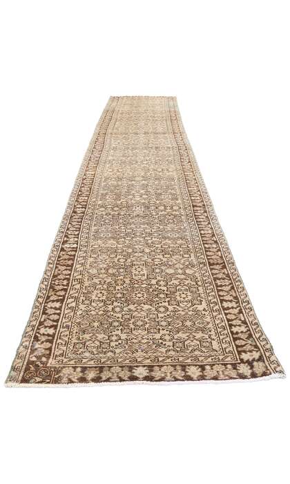 3 x 17 Distressed Antique Persian Hussainabad Hamadan Rug Runner 61351