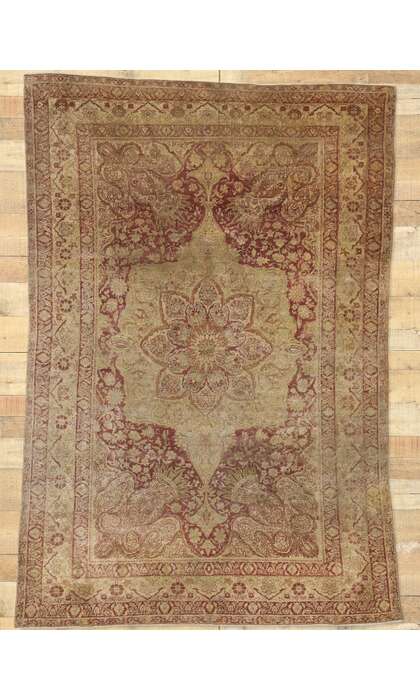 4 x 6 Distressed Antique Turkish Hereke Rug 73148