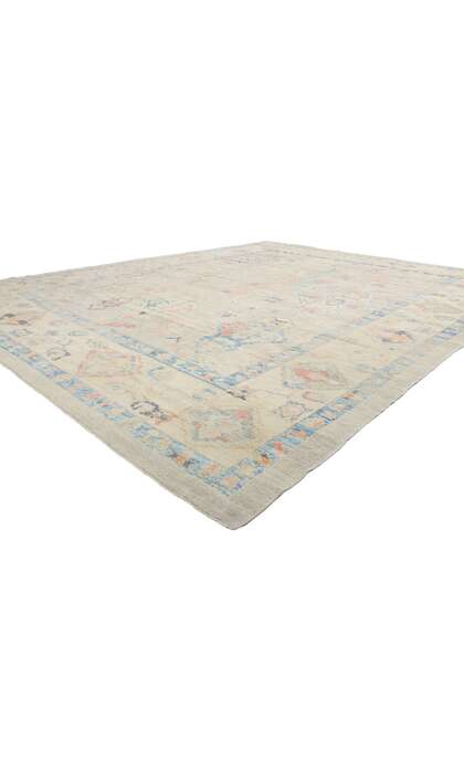 12 x 15 Modern Light Blue Turkish Oushak Rug 53608