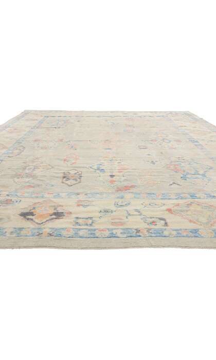 12 x 15 Modern Light Blue Turkish Oushak Rug 53608