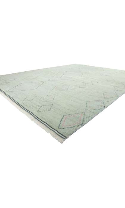 12 x 15 Light Green Modern Tribal Moroccan Rug 31297