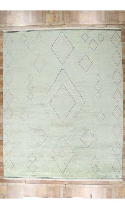12 x 15 Light Green Modern Tribal Moroccan Rug 31297
