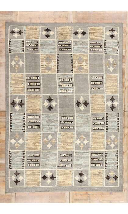 9 x 12 Modern Checkered Sahara Soumak Rug 81167