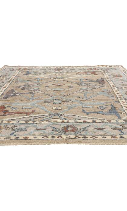 8 x 10 Modern Earth-Tone Oushak Soumak Rug 81148