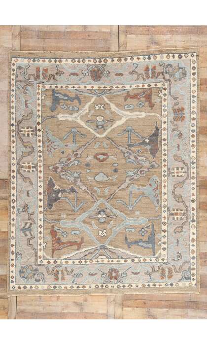 8 x 10 Modern Earth-Tone Oushak Soumak Rug 81148