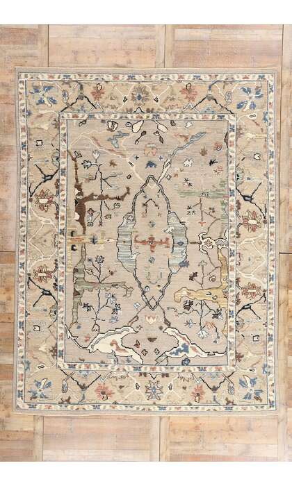 9 x 12 Modern Earth-Tone Oushak Soumak Rug 81153