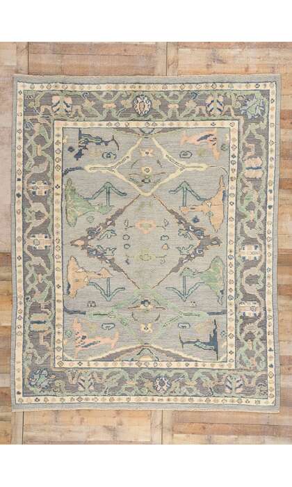 8 x 10 Modern Gray Oushak Soumak Rug 81150