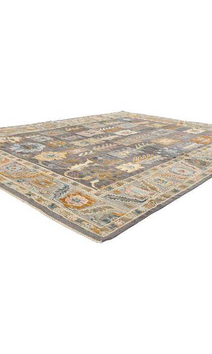 9 x 11 Modern Gray Oushak Soumak Rug 81160