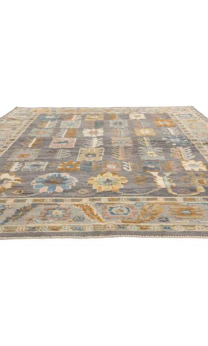 9 x 11 Modern Gray Oushak Soumak Rug 81160