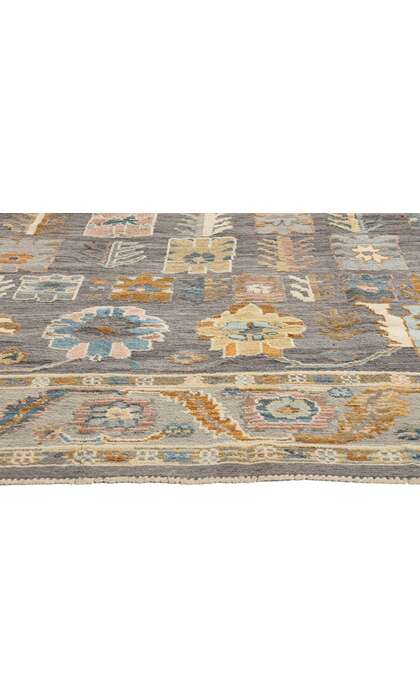 9 x 11 Modern Gray Oushak Soumak Rug 81160