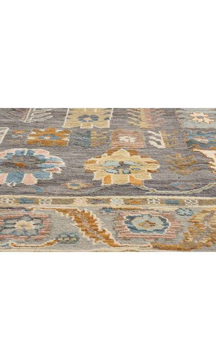 9 x 11 Modern Gray Oushak Soumak Rug 81160