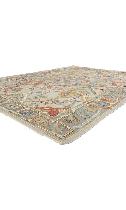 9 x 12 Modern Gray Oushak Soumak Rug 81143