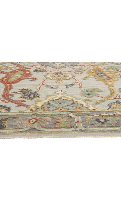 9 x 12 Modern Gray Oushak Soumak Rug 81143