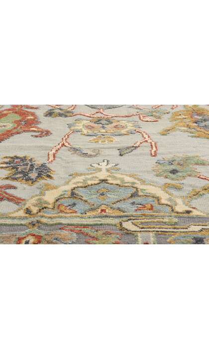 9 x 12 Modern Gray Oushak Soumak Rug 81143