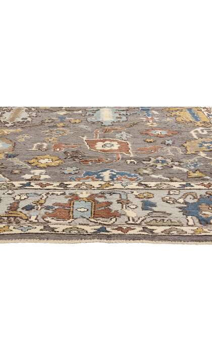 9 x 12 Modern Gray Oushak Soumak Rug 81163