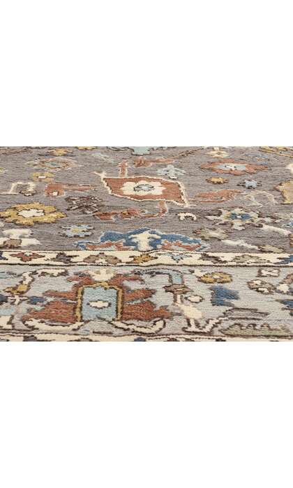 9 x 12 Modern Gray Oushak Soumak Rug 81163