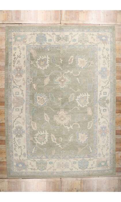 11 x 16 Modern Green Turkish Oushak Rug 53988