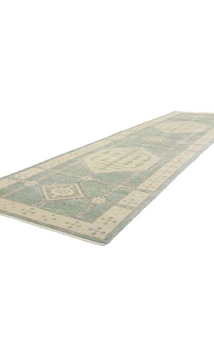 4 x 14 Modern Green Turkish Oushak Rug 53984