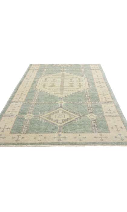 4 x 14 Modern Green Turkish Oushak Rug 53984