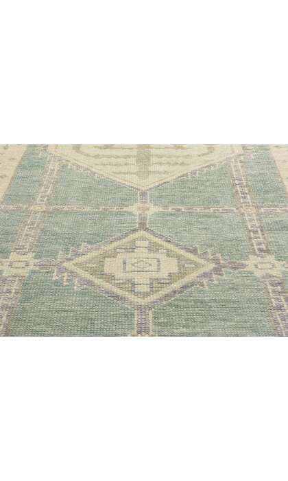 4 x 14 Modern Green Turkish Oushak Rug 53984