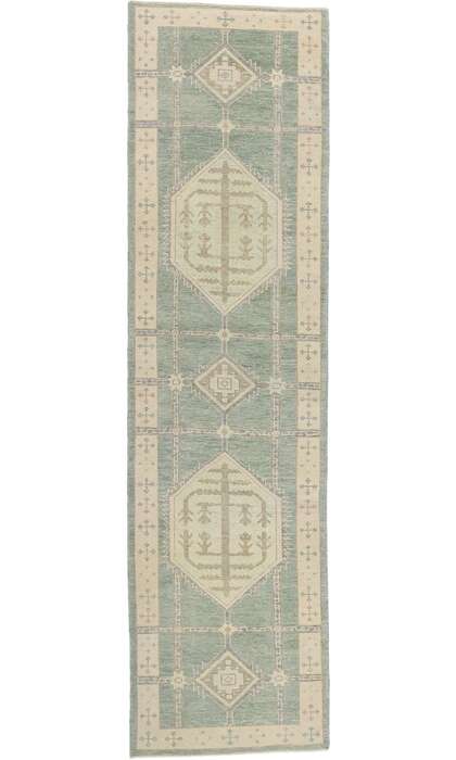 4 x 14 Modern Green Turkish Oushak Rug 53984