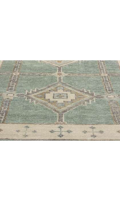 4 x 14 Modern Green Turkish Oushak Rug 53985