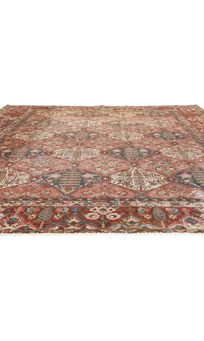 10 x 13 Distressed Antique Persian Bakhtiari Rug 6135010 x 13 Distressed Antique Persian Bakhtiari Rug 61350