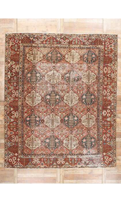 10 x 13 Distressed Antique Persian Bakhtiari Rug 61350