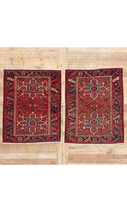 4 x 4 Vintage Persian Heriz Rug 61357 Matching Pair