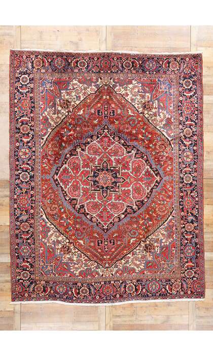 9 x 12 Antique Persian Heriz Rug 61387