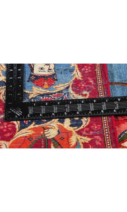 4 x 7 Antique Persian Kashan Pictorial Rug 79131