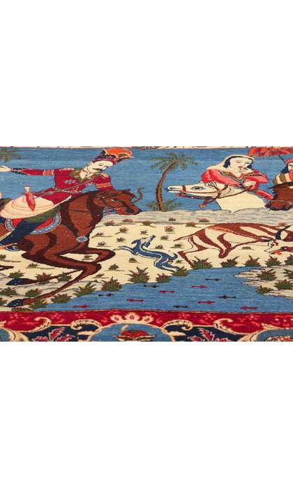 4 x 7 Antique Persian Kashan Pictorial Rug 79131