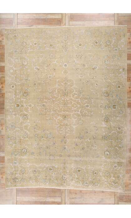10 x 13 Distressed Vintage Persian Kashan Rug 79121