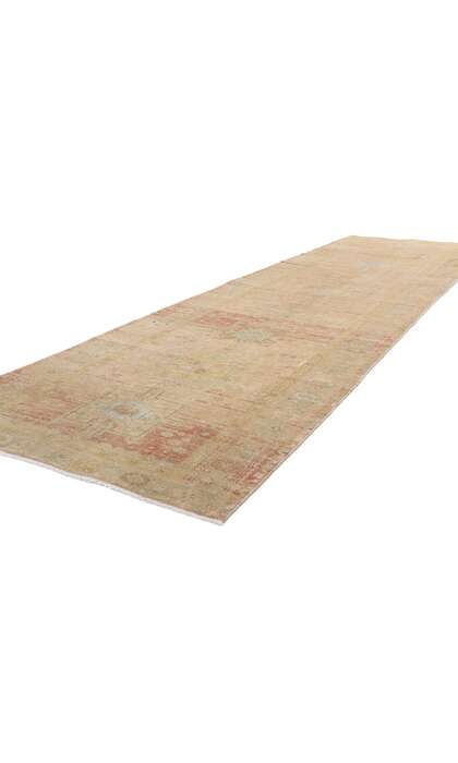 4 x 14 Distressed Antique Earth-Tone Persian Northwest Rug Runner 61349