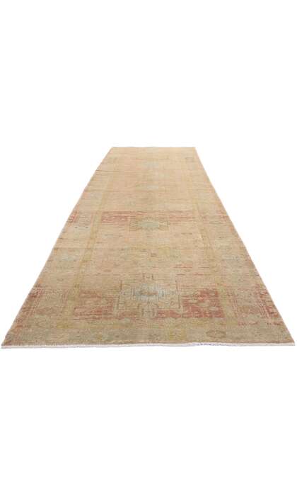 4 x 14 Distressed Antique Earth-Tone Persian Northwest Rug Runner 61349
