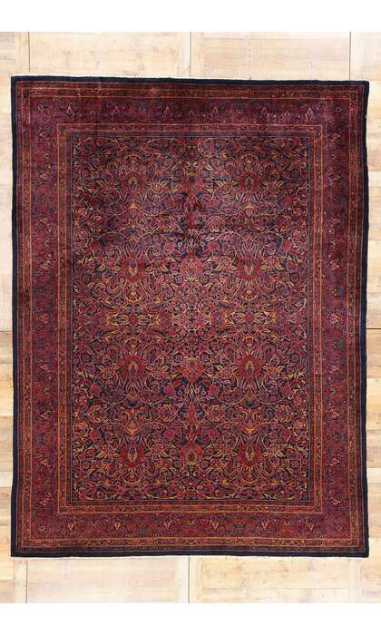 9 x 12 Antique Persian Sarouk Rug 79151