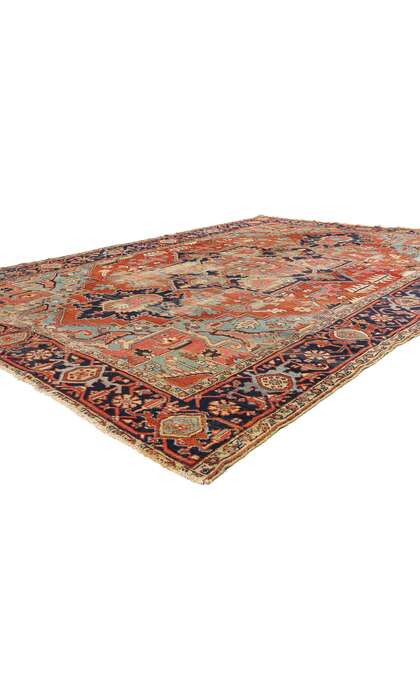 9 x 12 Late 19th Century Antique Persian Serapi Rug 78922