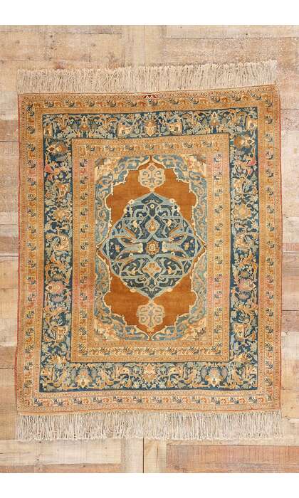 4 x 5 Antique Persian Tabriz Rug 79132