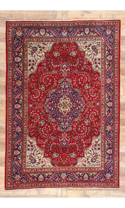 7 x 10 Vintage Persian Tabriz Rug 79146
