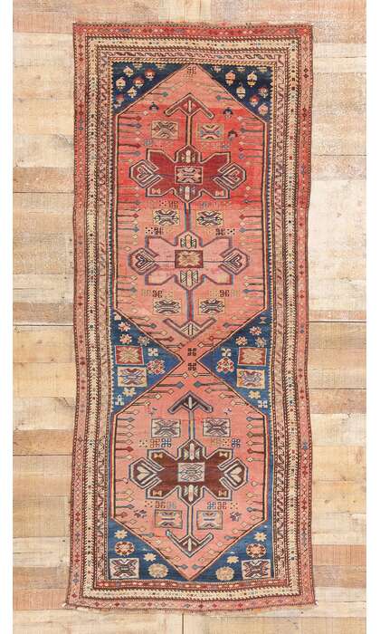 3 x 8 Antique Pink Persian Kurdish Tribal Rug Runner 61373