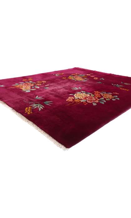 8 x 9 Antique Red Chinese Art Deco Rug 79119