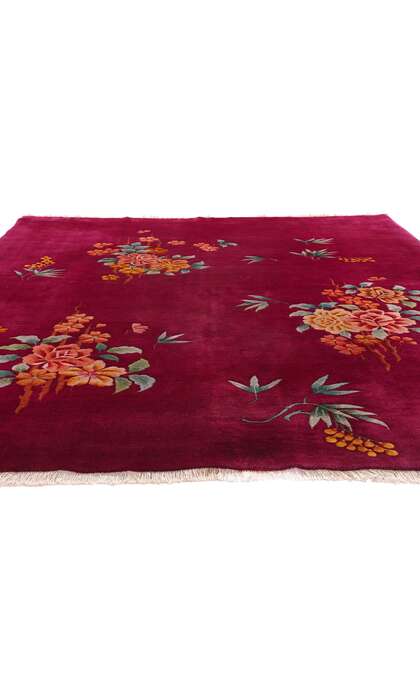 8 x 9 Antique Red Chinese Art Deco Rug 79119