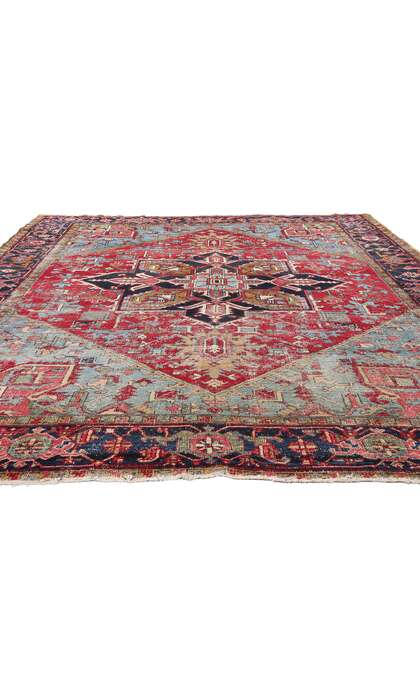 9 x 11 Distressed Antique Persian Heriz Rug 79129