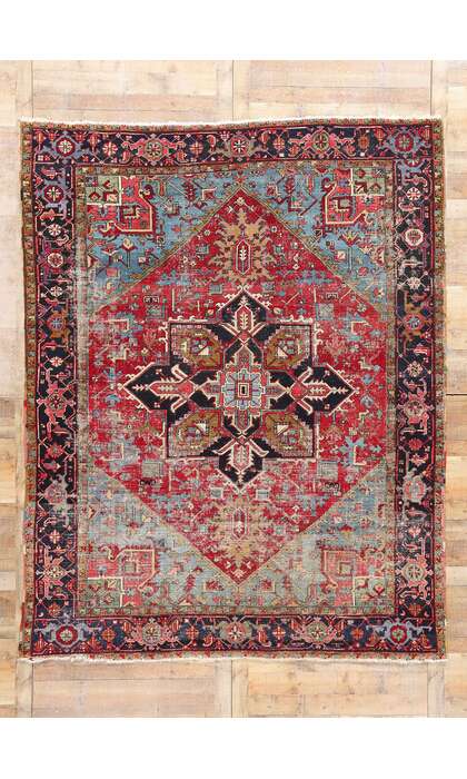 9 x 11 Distressed Antique Persian Heriz Rug 79129