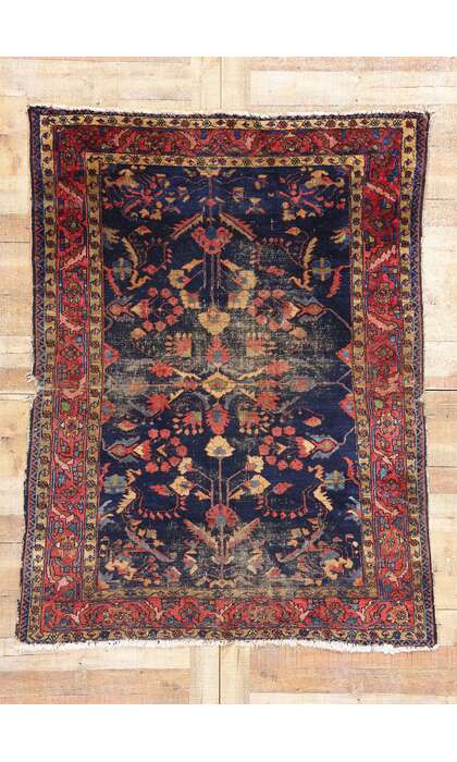 5 x 6 Distressed Antique Persian Lilihan Rug 79001